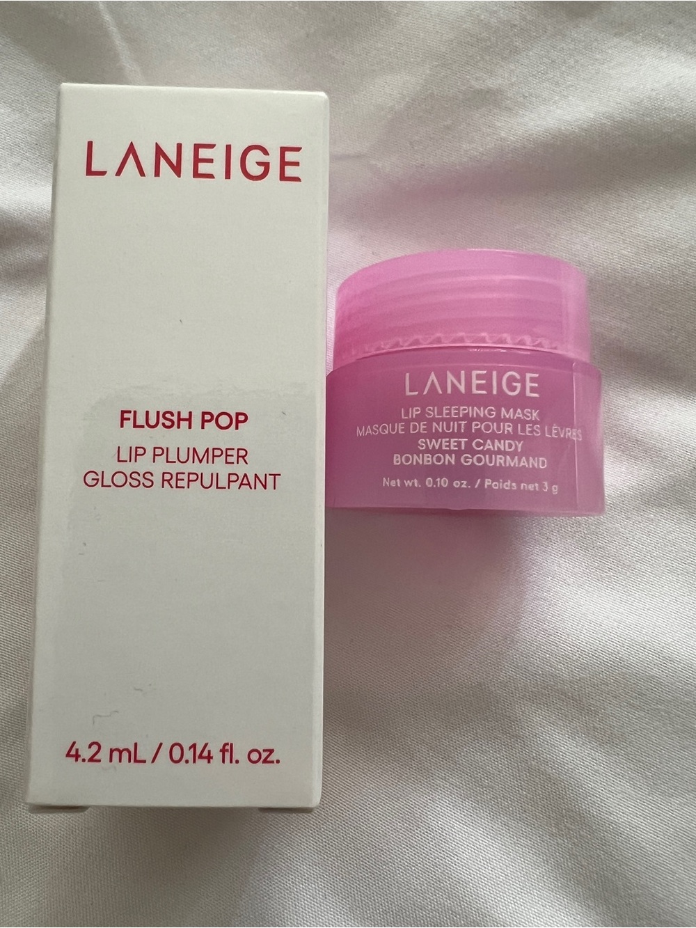 LANEIGE Sweet Candy Lip Sleeping Mask & Flush Pop Lip Plumper — Pink